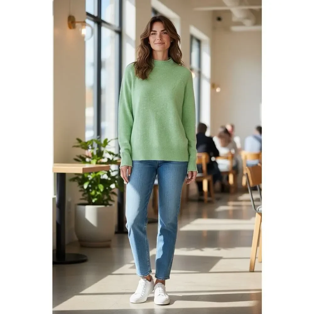 J.Crew Green Roll-Neck Supersoft Yarn Sweater Womens Sz Medium Alpaca Blend Knit
